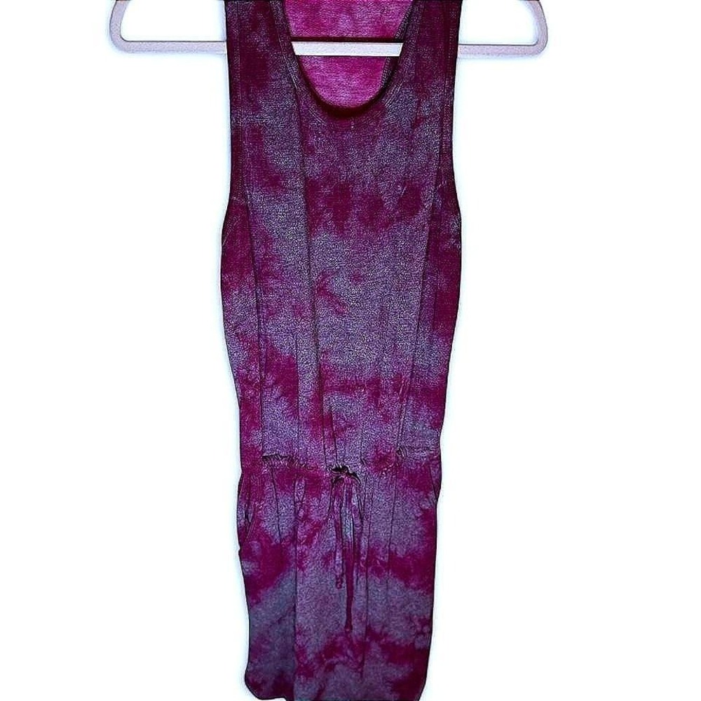Sundry for Evereve Purple Tie Dye Sleeveless Racerback Romper Drawstring Waist 1